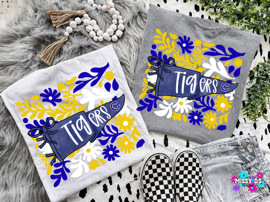 Corsicana Tigers Boho Floral Pennant