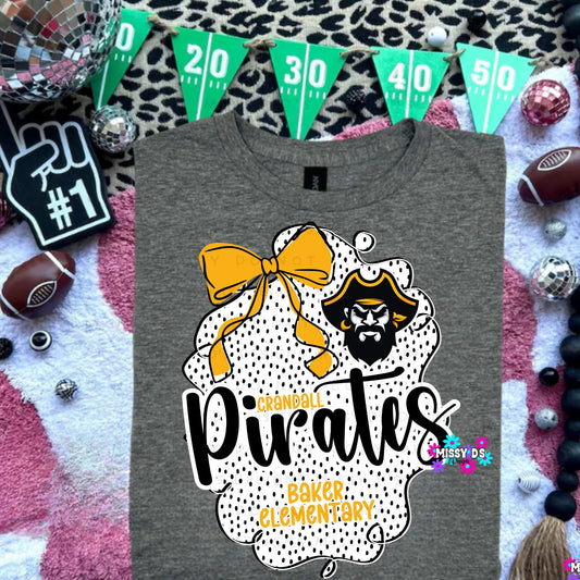 Crandall Pirates Baker Elementary Dotted Bow Unisex Long Sleeve