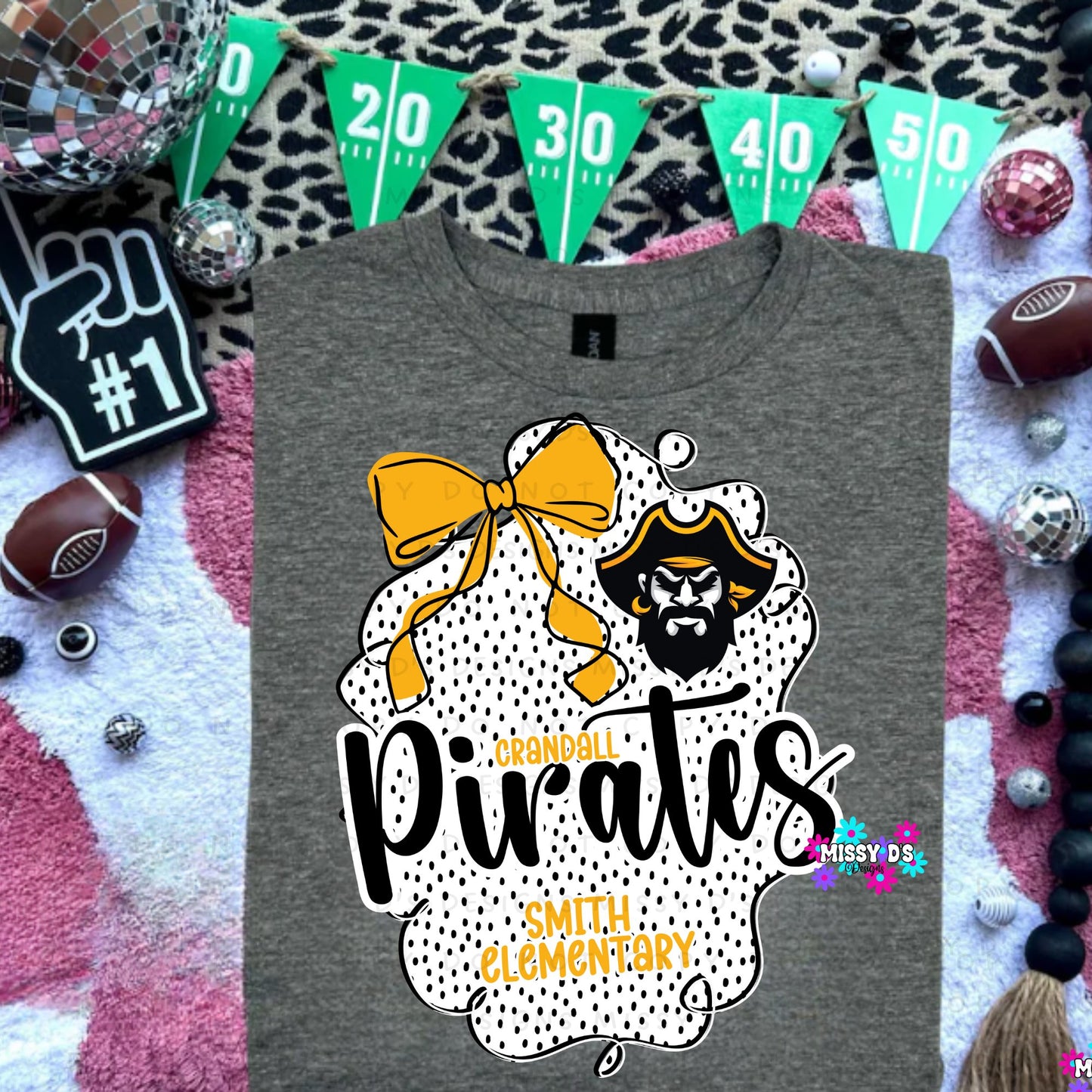 Crandall Pirates Dotted Bow Smith Elementary Crewneck Sweatshirt