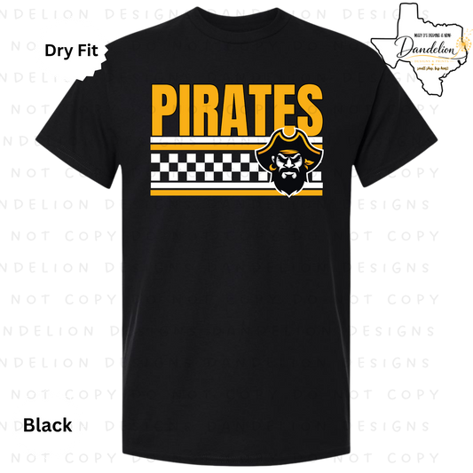 Pirates Checkered Stripe Dry Fit Tee - Black
