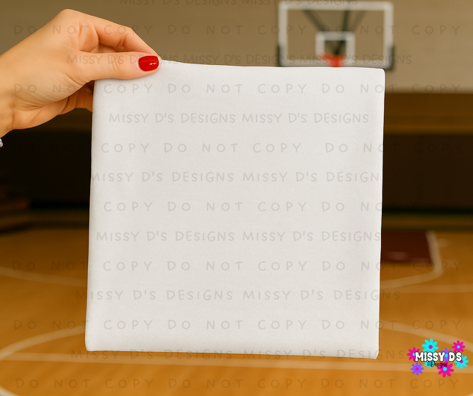 Hand-Held Shirt Mock Up White Basketball Digital Download