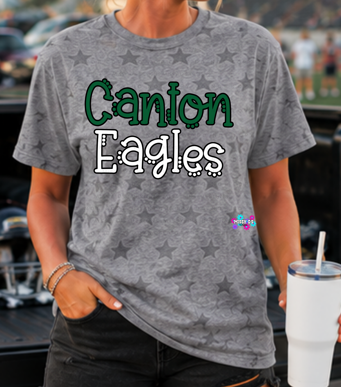 Dotted Mascot Canton Eagles Black Outline