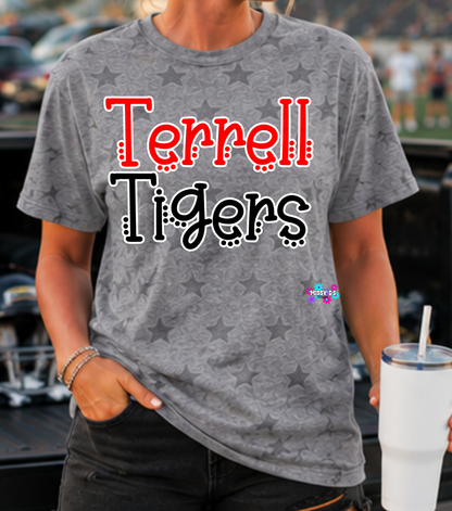 Dotted Mascot Terrell Tigers White Outline