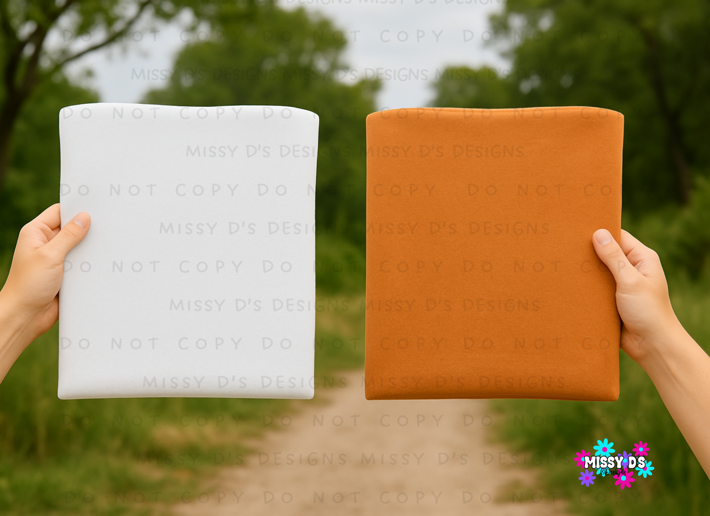 Hand-Held Couple Mock Shirts White & Yam Digital Download Outside