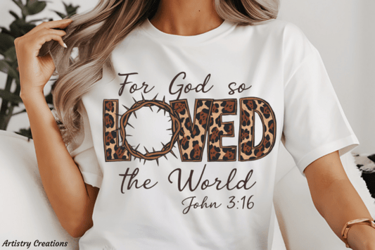 For God so Loved the World John 3:16 Leopard SHIRT