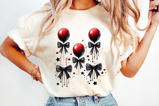 Red Balloons Coquette Halloween Float SHIRT