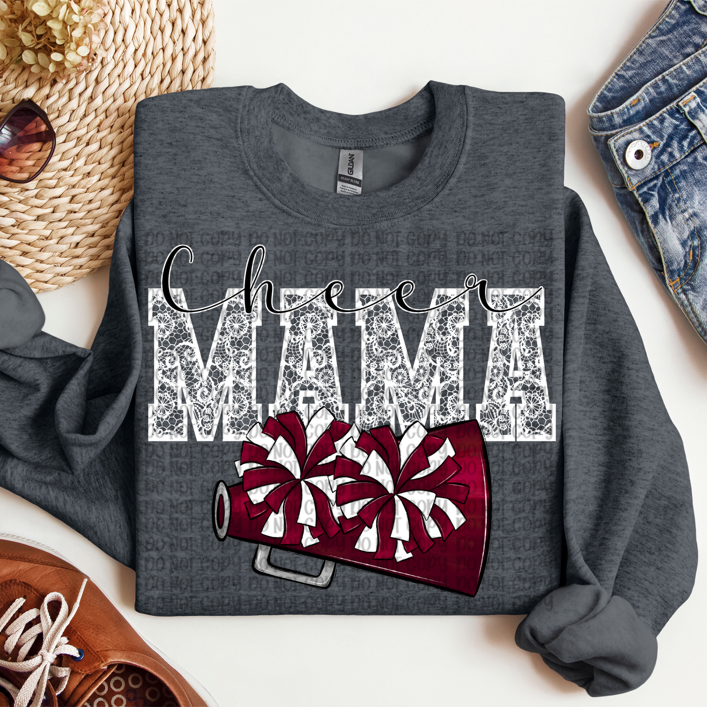 Lace Cheer Mama Maroon SHIRT