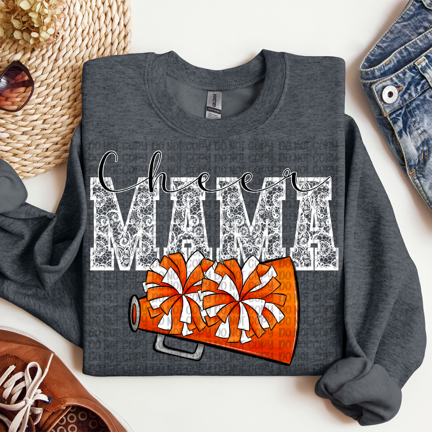 Lace Cheer Mama Orange SHIRT