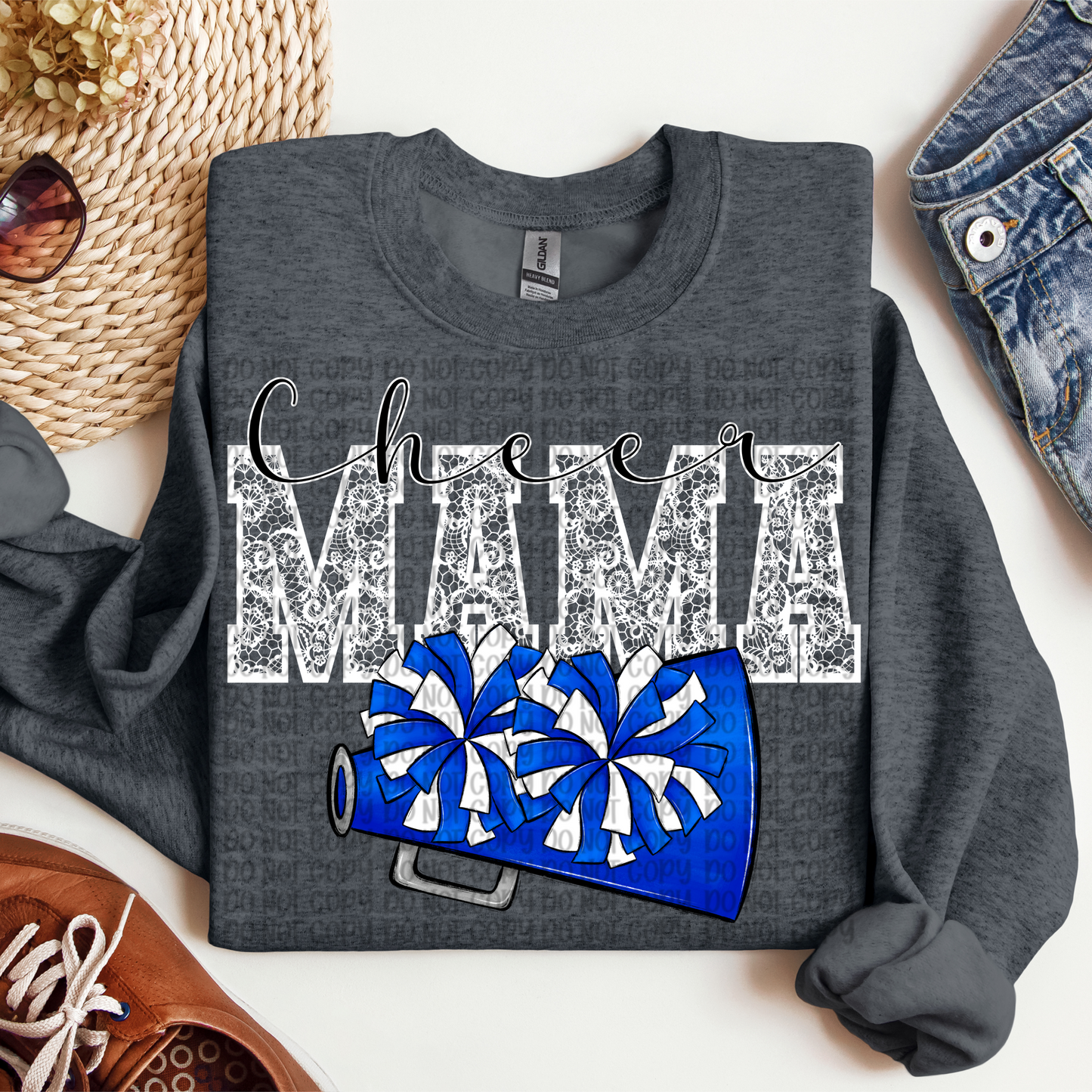 Lace Cheer Mama Blue SHIRT