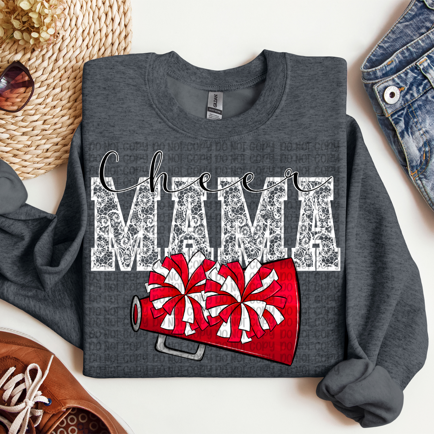 Lace Cheer Mama Red SHIRT