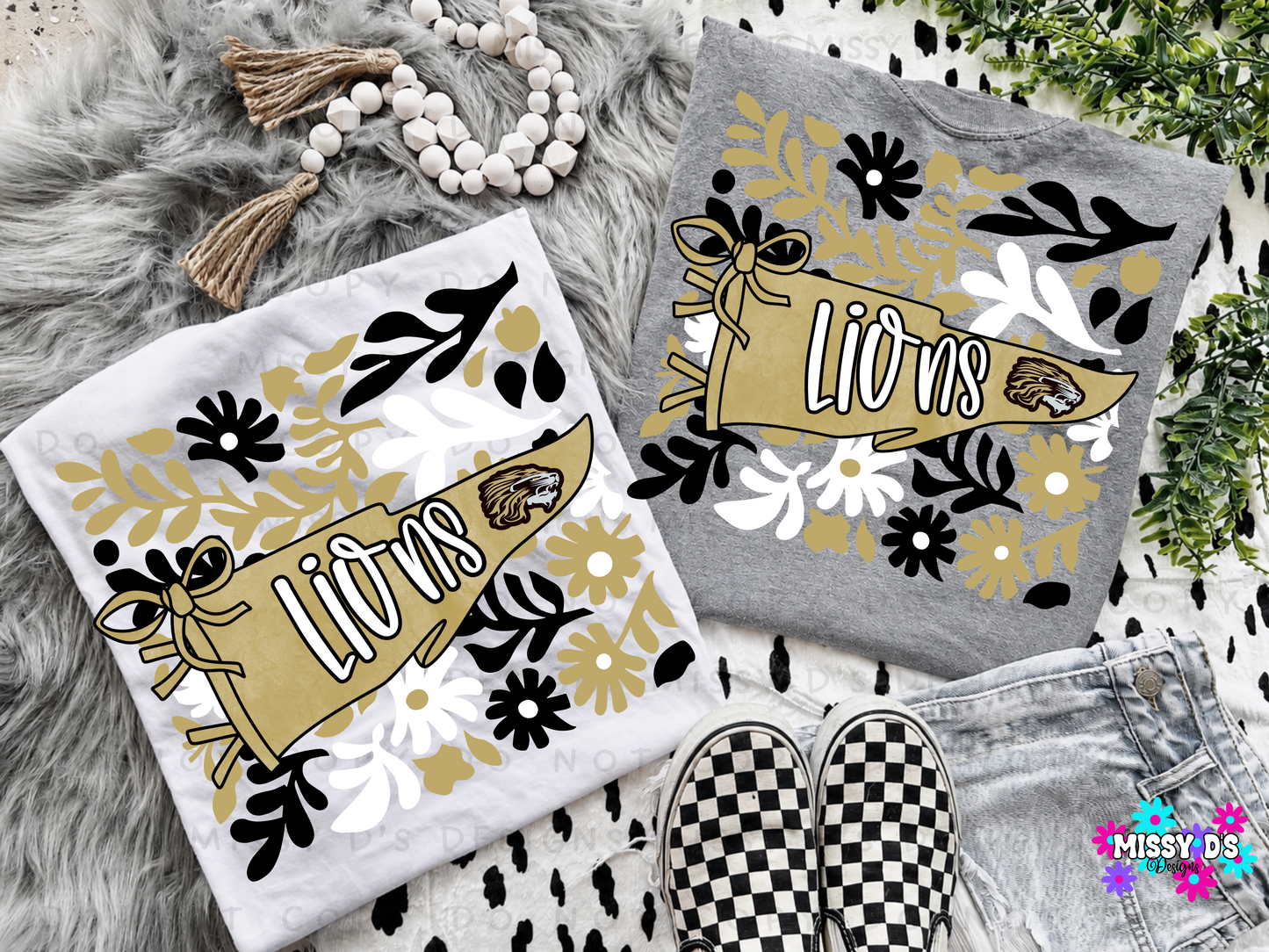Kaufman Lions Boho Floral Pennant