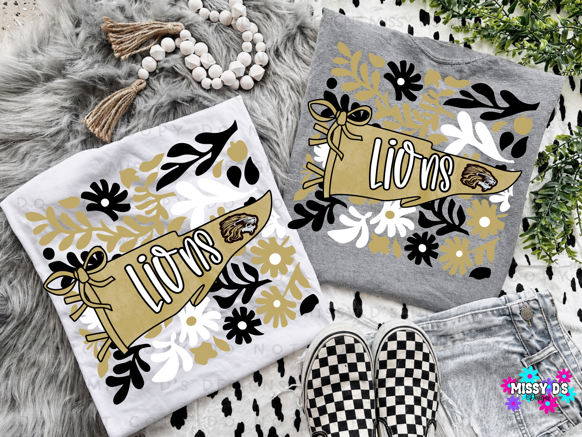 Kaufman Lions Boho Floral Pennant