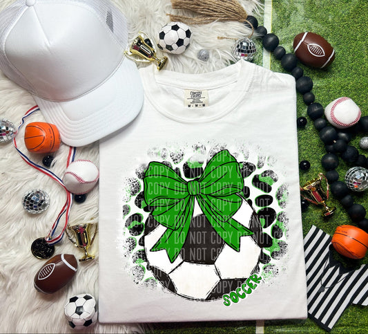 Leopard Soccer Bow Coquette Green SHIRT