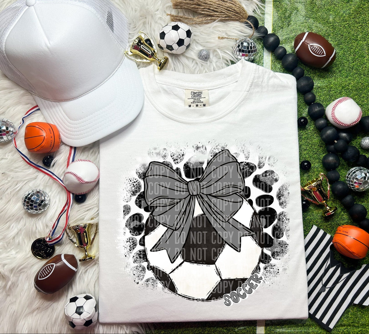 Leopard Soccer Bow Coquette Grey SHIRT
