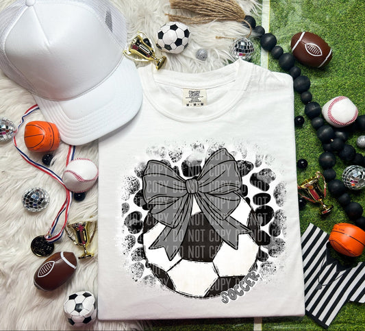 Leopard Soccer Bow Coquette Grey SHIRT
