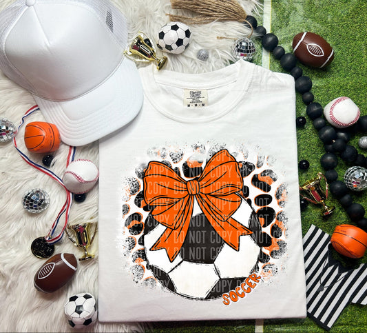 Leopard Soccer Bow Coquette Orange SHIRT
