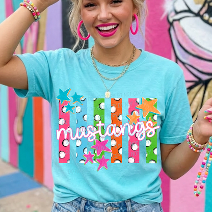 Colorful Polka Dot Stripes Mascots Unisex T-Shirt