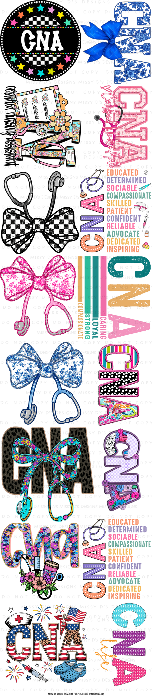 22 x 100 inch CNA Nurse Assistant Pre-made Gang Sheet