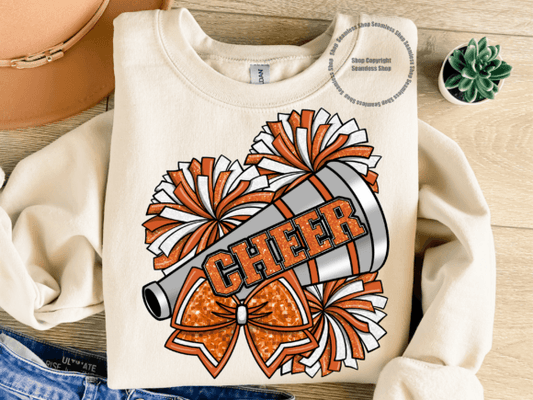 Orange Cheer Faux Glitter SHIRT