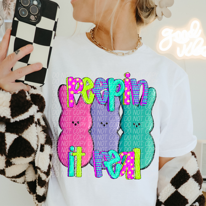 Peepin it Real 3 Peeps Bright Colors Easter SHIRT