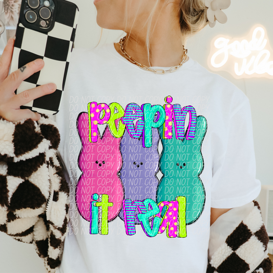 Peepin it Real 3 Peeps Bright Colors Easter SHIRT