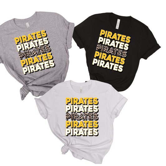 Stacked Leopard Black/Gold Pirates SHIRT