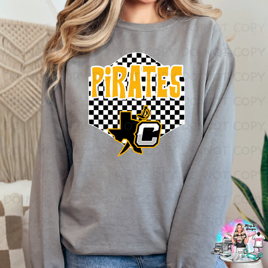Crandall Pirates Logo Checkered SHIRT