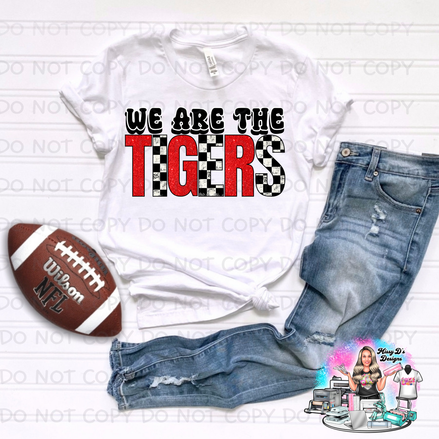 We Are The Tigers black checkered faux glitter SHIRT