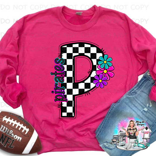 Pirate Checkered Flowers SHIRT
