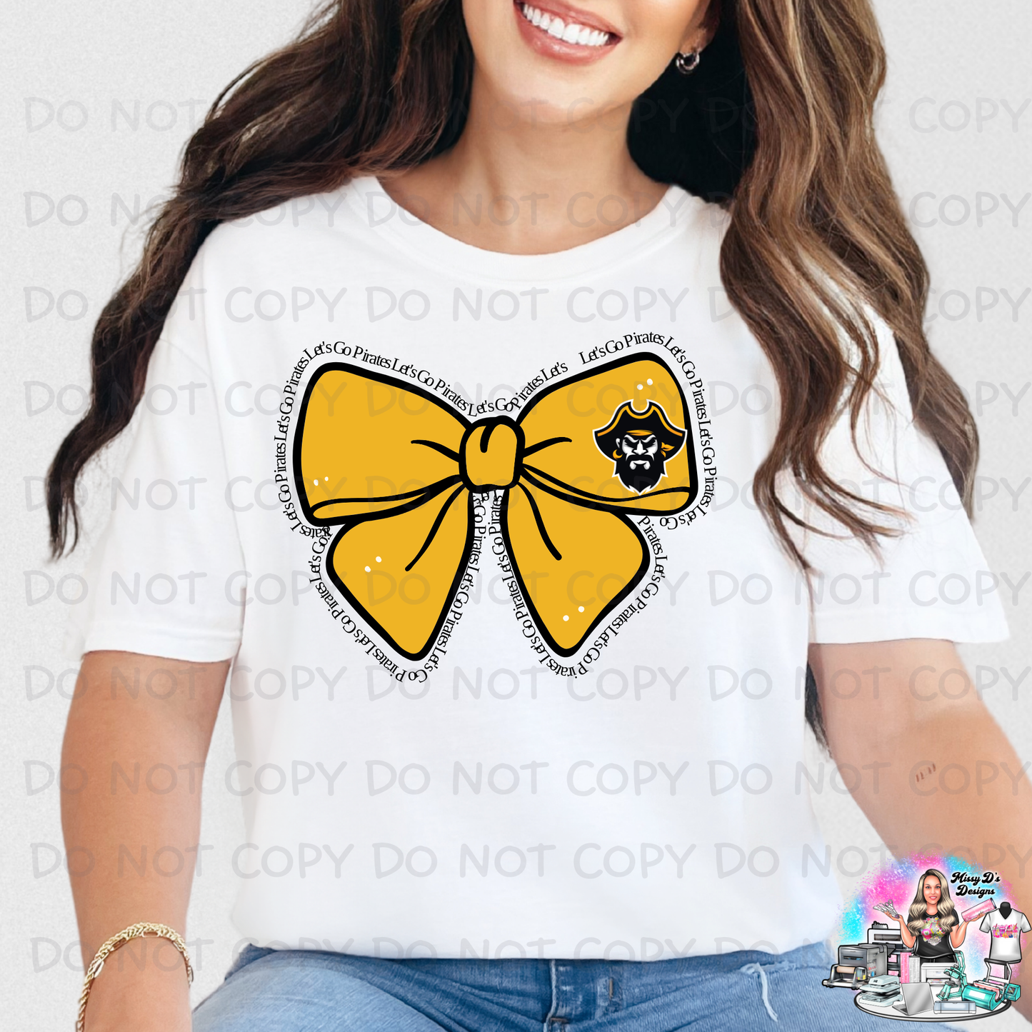Let's Go Pirates Gold Coquette Bow SHIRT