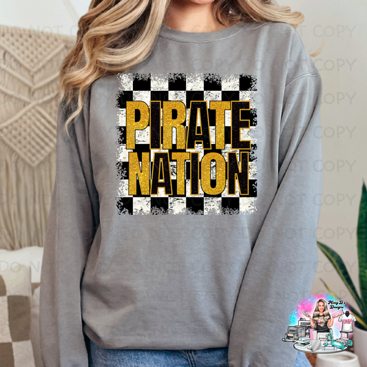 Pirate Nation Checkered faux glitter SHIRT