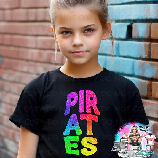 Rainbow Ombre Faux Glitter Pirates SHIRT