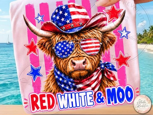 Red White Moo Patriotic Striped Crewneck Sweatshirt