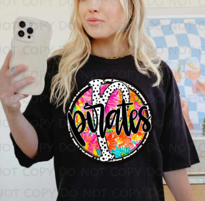 Round Floral Abstract Pirates SHIRT