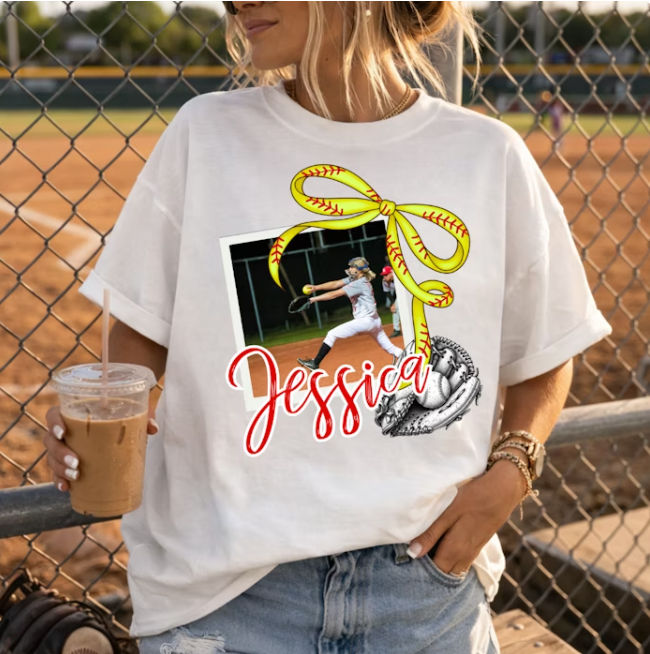 Customizable Softball Photo Personalized Name Custom DTF TRANSFER