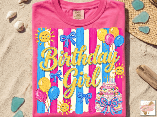 Striped Birthday Girl 3 Crewneck Sweatshirt