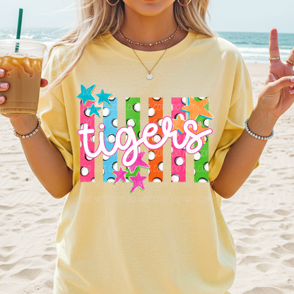 Colorful Polka Dot Stripes Mascots Unisex T-Shirt