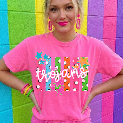Colorful Polka Dot Stripes Mascots Unisex T-Shirt