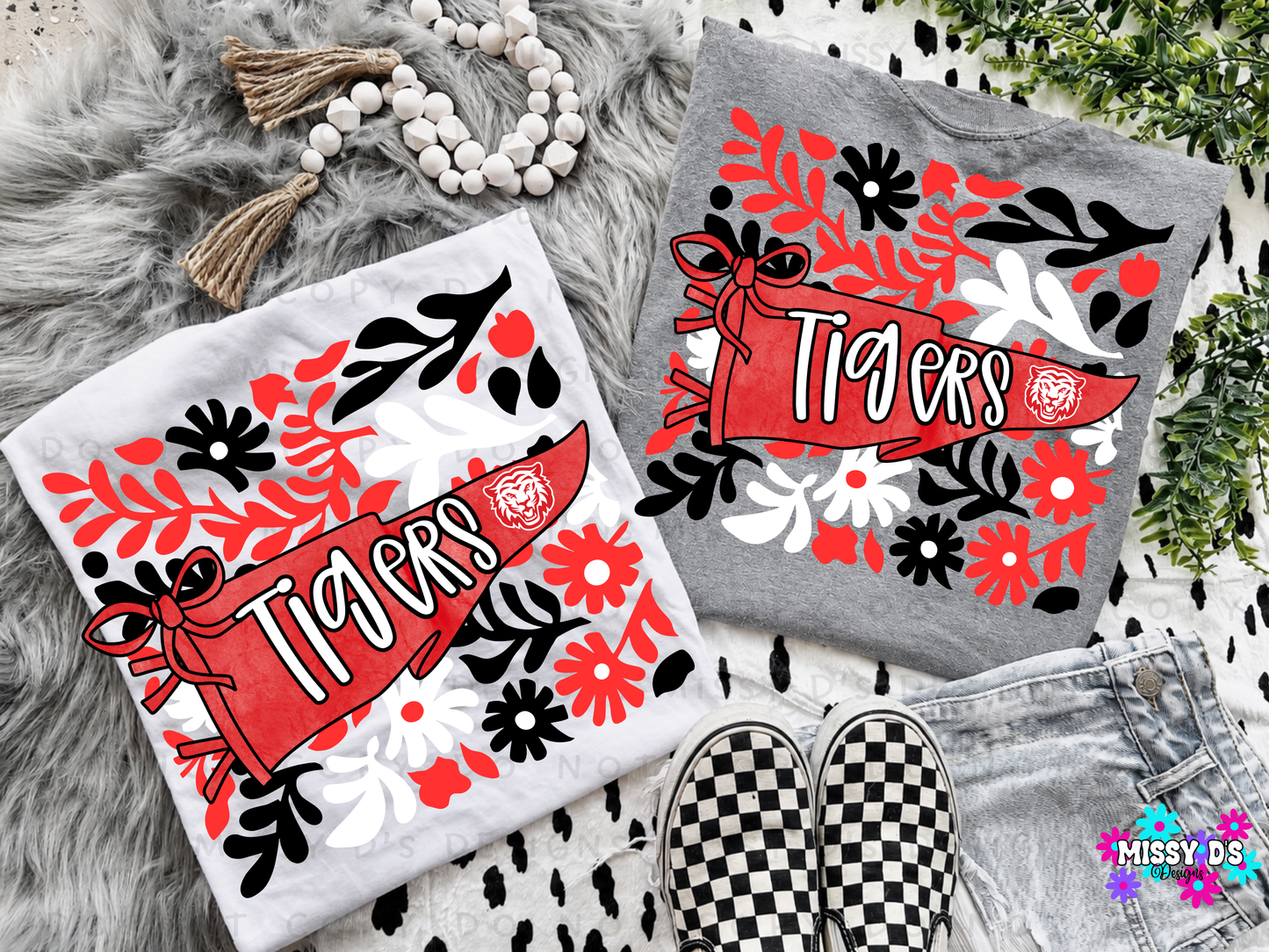 Terrell Tigers Boho Floral Pennant