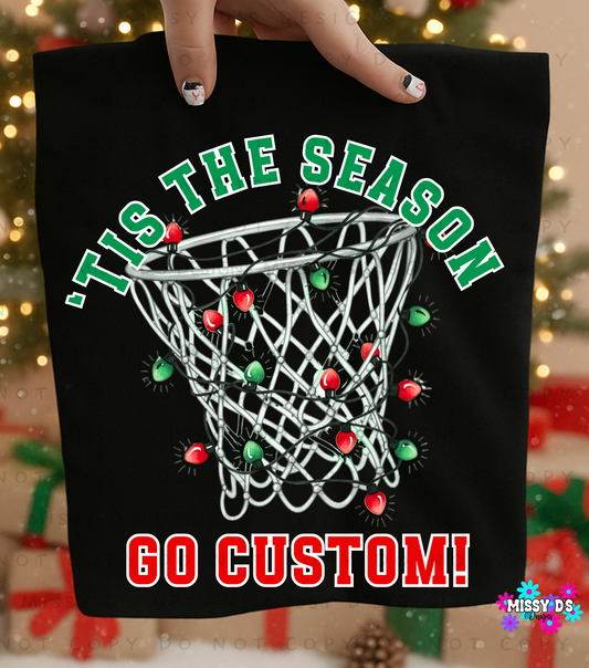 Custom Tis the Season Christmas Basketball Mascot DTF TRANSFER
