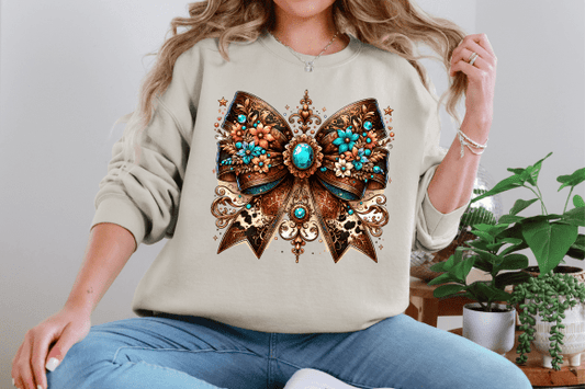 Turquoise Western Coquette Bow SHIRT