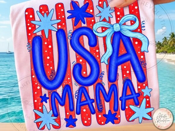 USA Mama Patriotic Striped