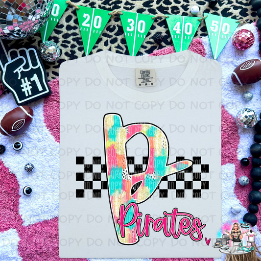 Watercolor Checkered Pirates SHIRT 1060