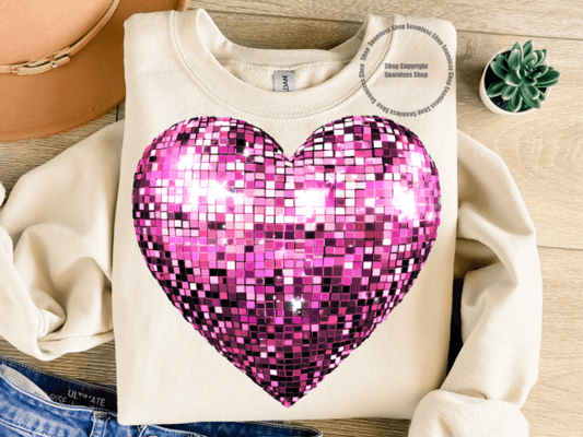 Valentine Pink Faux Glitter Heart SHIRT