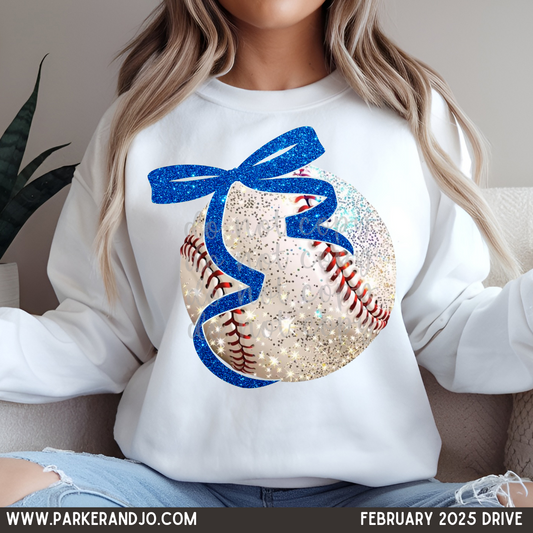 Blue Bow Baseball Coquette SHIRT