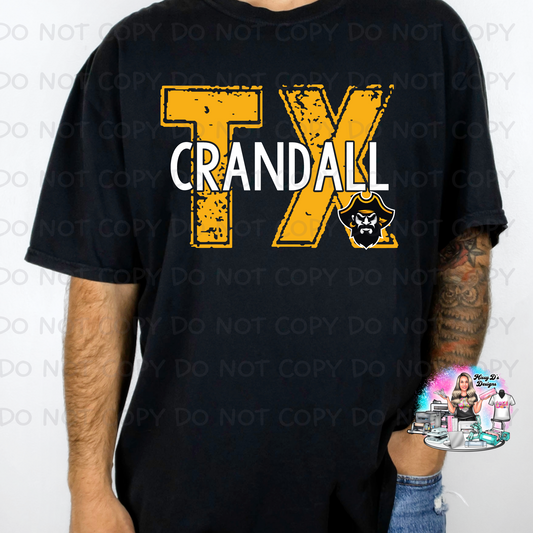 Crandall TX(gold) w/ Pirate distressed SHIRT