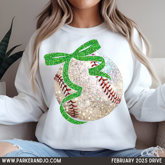 Green Bow Baseball Coquette SHIRT