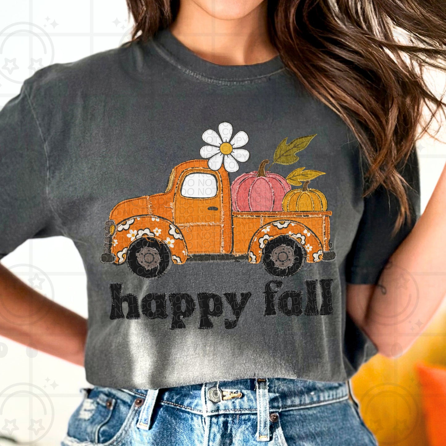 Happy Fall Faux Embroidery Truck Unisex T-Shirt