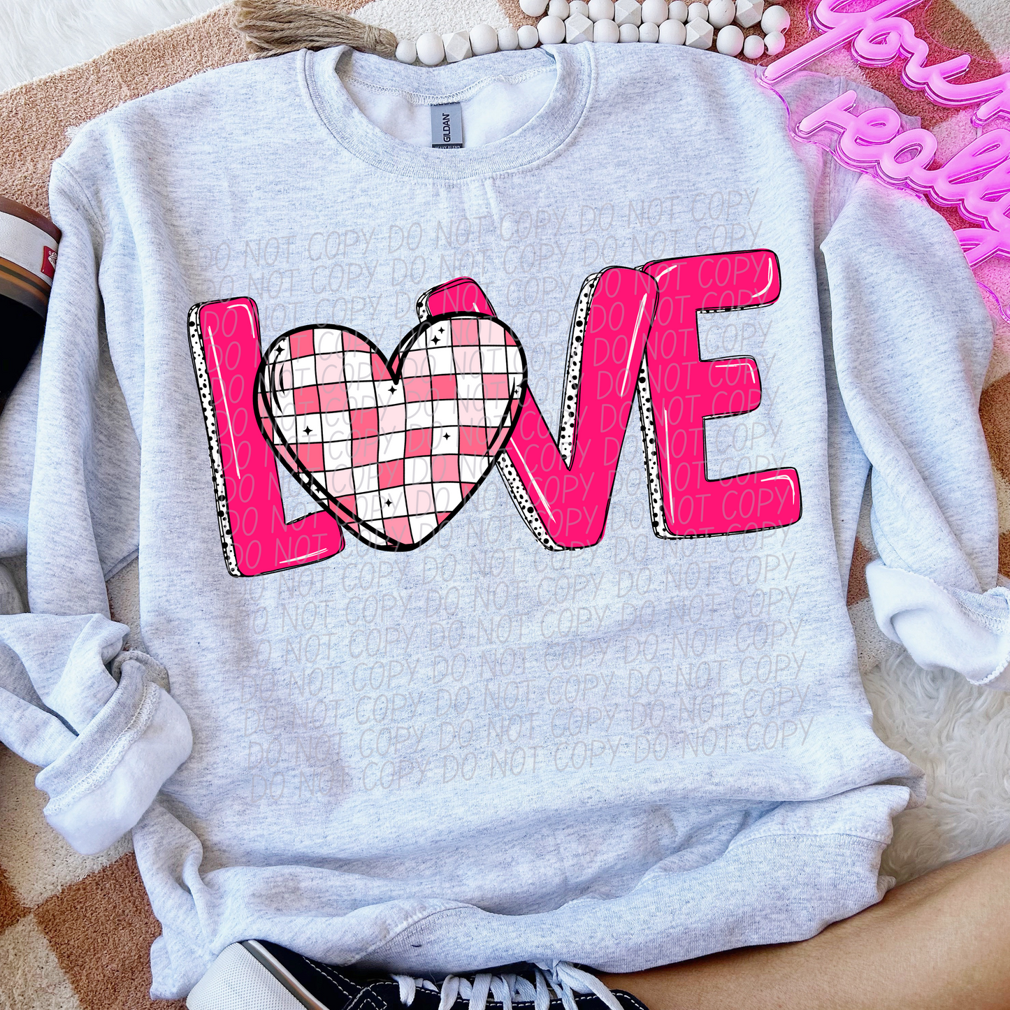 Love Checkered Heart Pink SHIRT