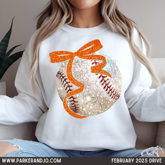 Orange Bow Baseball Coquette SHIRT